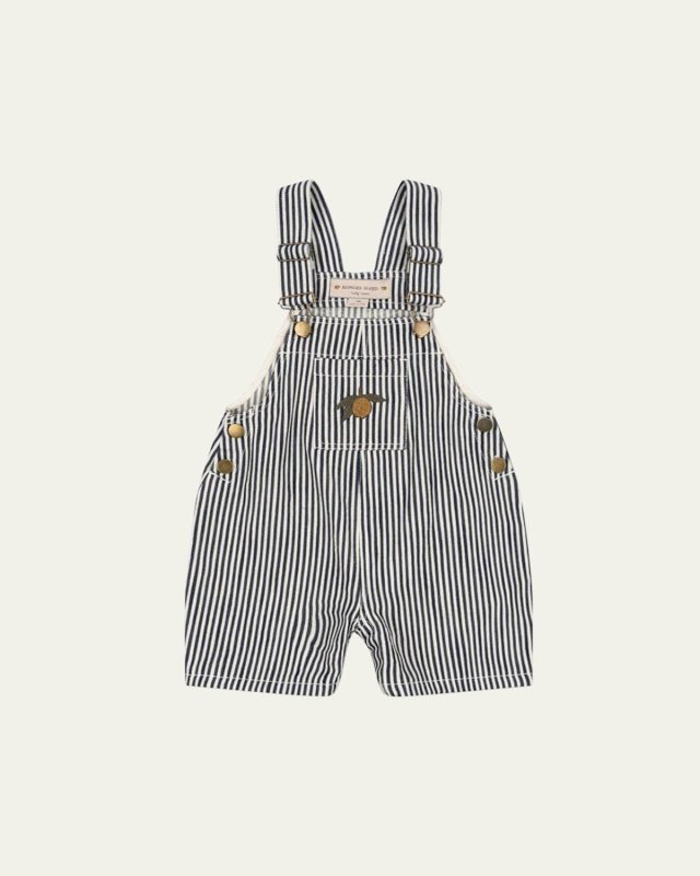Kid's Fender Striped Organic Cotton Overalls, Size 9M-6